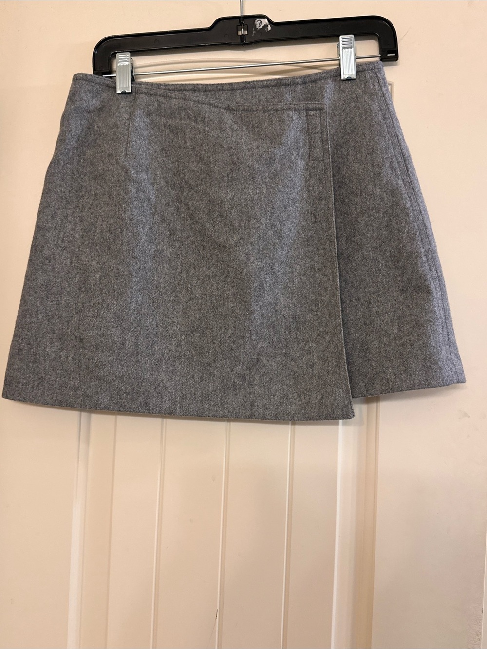 EXPRESS Solid Gray Fully Lined Wrap Wool Blend Skirt